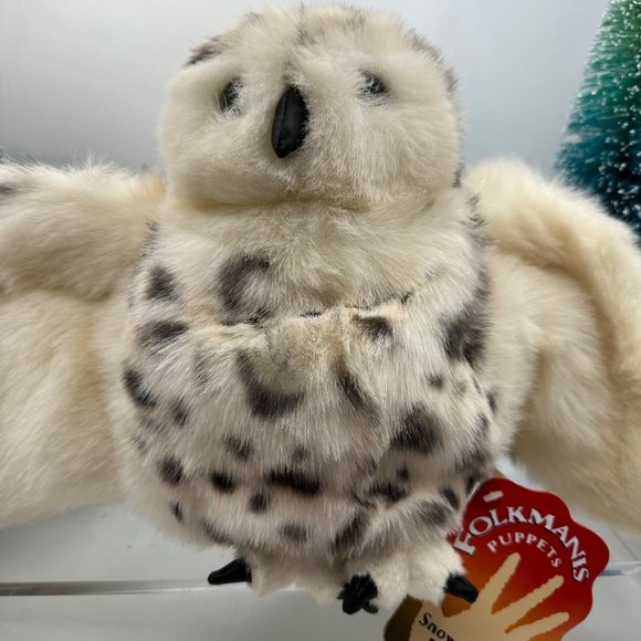 Folkmanis Hand Puppets Snowy Owl Plush White Spotted Stuffed Animal Toy Pet Hedw - Picture 3 of 12